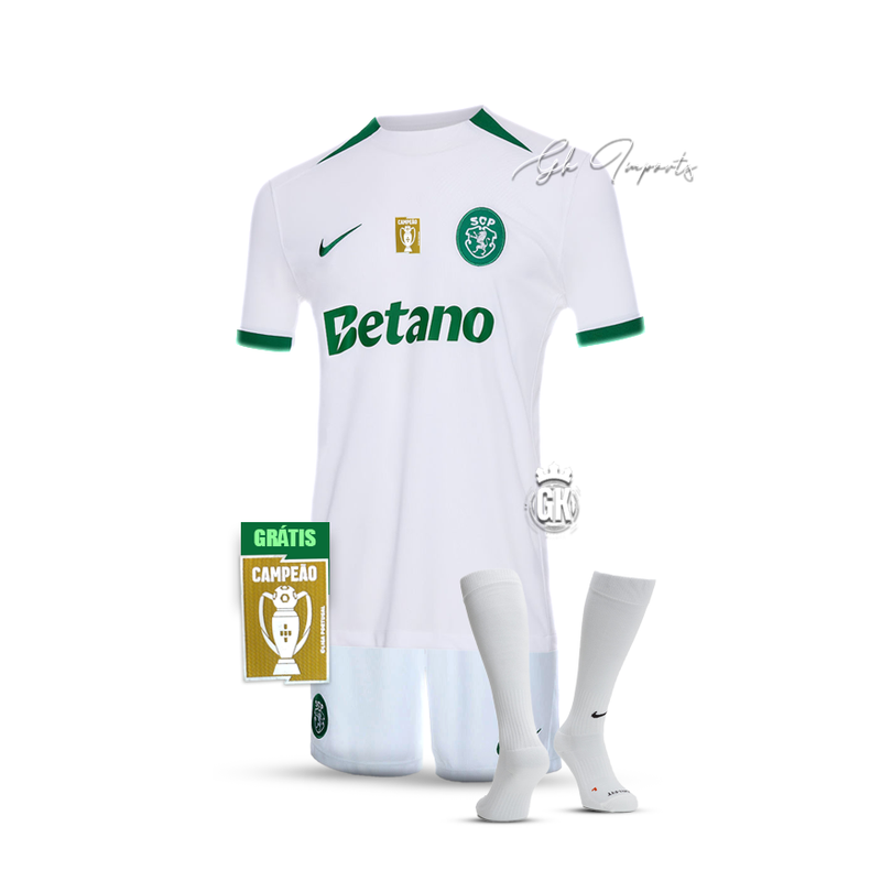 Conjunto infantil COM MEIAS taça das taças branco 2024/25